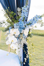 8PCS Blue Delphinium Artificial Flowers 29.5" Combo Clematis Greenery 23.6" Long Stem Flowers for Tall Vase Larkspur Silk Flowers Floral Arrangements Table Party Home Decor (Ice Blue)