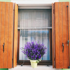 8 Pack Artificial Plants Flowers Grass Shrubs Lavender No Fade Faux Plastic Flowers Outdoor for Farmhouse Garden Porch Patio Indoor Wedding Decoration Greenery Fake Plants uv Resistant