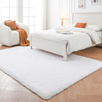 White Area Rug for Living Room: White Shag Rugs for Bedroom - Fluffy Area Rug 5x8 Plush Shaggy Carpet for Living Room,Bedroom