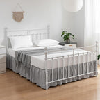 Bed Skirt Queen Size Ruffled Bed Skirt with Split Corners, 14 Inch Drop Dust Ruffle Bed Skirt with Platform, Light Gray