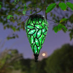 SUNNYPARK Outdoor Plastic Solar Hanging Lantern, 15 Cool White LEDs Twinkle Effect Tear-Shaped Hanging Lantern Decor Garden Decorative Solar Lights for Backyard, Patio and Lawn