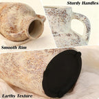 Vintage Wabi Sabi Ceramic Vase – Farmhouse Flower Vase with Handle, Rustic Decorative Pot for Entryway, Shelf, Floral Arrangement, Boho Home Decor