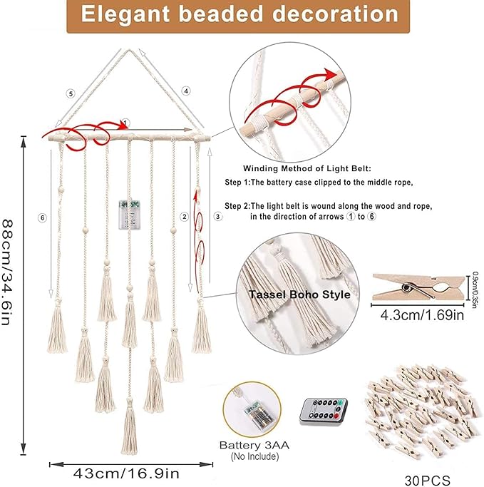 Homecor Gifts for Teenage Girls, Hanging Photo Display & Moon Dream Catchers, Christmas Teen Girls Gifts Ideas Ages 10 11 12 13 14 Years Old, Macrame Wall Decor Boho Bedroom Dorm Aesthetic Room Decor