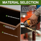 Galvanized Steel Planter Box-No Installation Required Metal Rectangular Block Long Box Planter Modern Outdoor Planters All-Weather Use with Drainage Holes for Patio/Porch, 36×24×12IN（Brown）