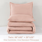 Litanika Pink Twin Comforter Set for Girls, 2 Pieces Kids Blush Plain Bedding Comforter Set, All Season Bed Set (66x90In Comforter & 1 Pillowcase)