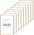 HAUS AND HUES Square Picture Frames 24 x 36 Set of 9 - Photo Gallery Wall Frame Set, Wood 24x36 Frames, 24 x 36 Frames Gallery Wall Set, 24x36 Frame with Mat, Square Frames 24x36 (Beige Oak Frames)