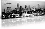 Black and White Wall Art Denver Skyline Cityscape Skyscrapers Canvas Print Painting Landscape USA City Buildings Pictures Modern Artwork for Man Room Office Living Room Decoration 13.8"x47.3"