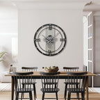 Micasso 24 inch Large Real Moving Gears Wall Clock: Black Industrial Steampunk Roman Numeral Clock - Modern Wall Decor for Living Room/Entryway/Office