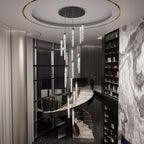 H125'' Modern Crystal Chandeliers for Entryway 18-Lights LED Dimmable Chandeliers Lighting Fixture Large Pendant Light for Staircaes Living Room Villa