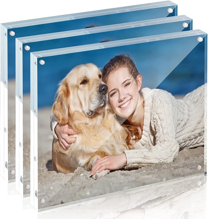 TWING Acrylic Frame,3 Pack 8x10 Acrylic Picture Frame Magnetic Frame Thickness 10+10MM Clear Picture Frame,8 by 10 Picture Frames Magnetic Photo Frame Self Standing Double Sided Frame Gift Ideal
