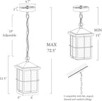 LOG BARN Outdoor Pendant Light Fixture, Farmhouse Exterior Lights, Anti-Rust Ceiling Outdoor Light with Seeded Glass, Lantern Hanging Light for Front Door, Entry, Porch, and Gazebo