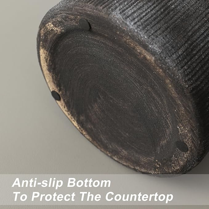 Farmhouse Vase for Home Decor, Vintage Rustic Terracotta Flower Vase Suitable for Home Decor, Living Room, Shelf, Dining Table. 7IN（Frosted Dark Blue） ZSHLXM