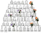 Glass Bud Vase Set of 60 - Small Vases for Flowers in Bulk - Assorted Vintage Crystal Vases for Flowers, Table Centerpieces (Clear, 60 Pcs)