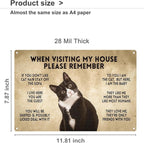 ALKB Funny Tuxedo Cat-Themed Sign 8x12 Inch - Visitor’s Guide to Interacting with Cats - Gift for Cat Lovers’ Home Decor