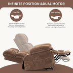 Oversized Power Lift Recliner Chair with Adjustable Headrest for Elderly,Dual Motor Lay Flat Recliner Chair with USB Port,Type C,Big and Tall Recliner with Massage and Heat,Cup Holders,Storebox,Brown