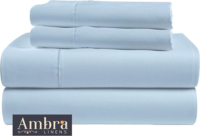 Tencel Sheets 4 Piece Full XL Size - 100% Eucalyptus Lyocell Full XL Sheets Set - Soft, Cooling & Breathable for Hot Sleepers - 16” Deep Pockets Hotel Quality Bedding Set - SkyBlue