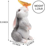 Garden Statue Outdoor Decor-Rabbit with Solar Butterfly Changing Lights Garden Statues,Bunny Statue for Patio,Balcony,Yard,Lawn Ornament,Gardening Gifts for Mom Grandma