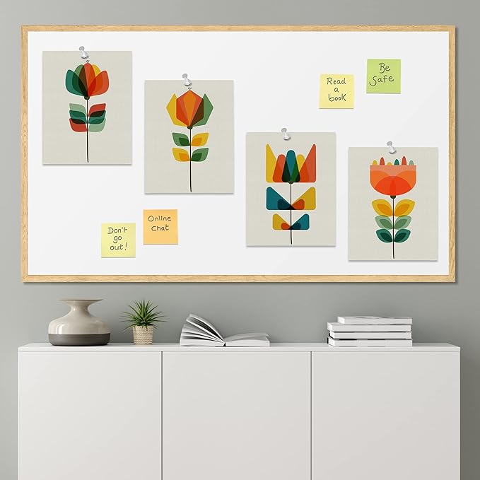 SIGNWIN Adhesive Canvas Poster Mid-Century Modern Retro Botanical Flower Garden Abstract Geometric Digital Art Modern Art Decorative Zen Multicolor Minimalism for Bedroom - 11"x14"x4