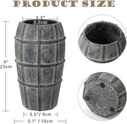 Briful Rustic Terracotta Flower Vase for Home Decor – 9" Blue Farmhouse Textured Barrel-Style Ceramic Vase Vintage Handcrafted Gridded Design for Faux & Dried Flowers Living Room Table Centerpiece