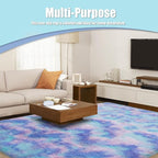 9x12 Fluffy Area Rugs for Living Room,Large Fuzzy Shag Area Rug for Bedroom,Soft Non-Shedding Indoor Plush Carpet for Kids Bedroom Nursery Home Decor,Rainbow Purple