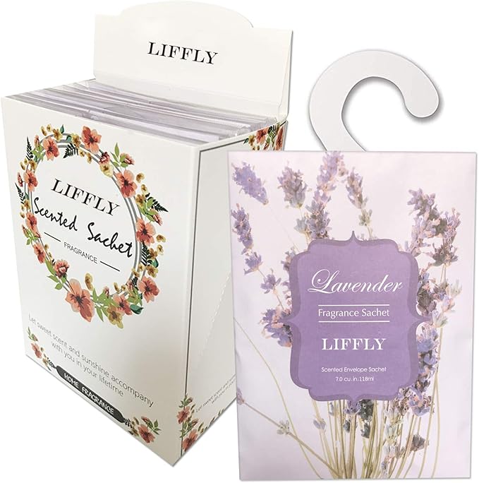 8 Large Packs Lavender Scented Sachets Bag with Hanger for Drawer and Closet Xmas Gift