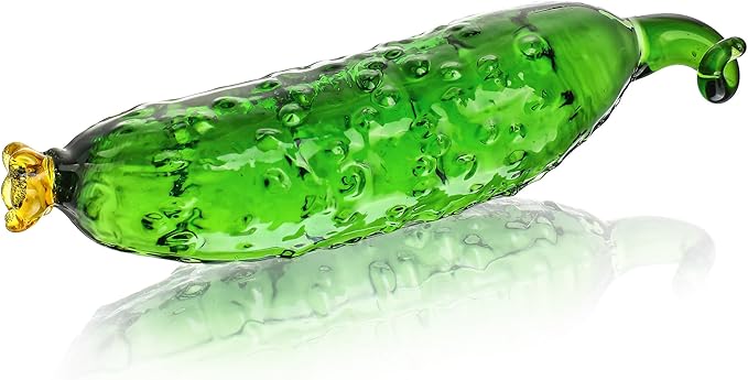 Handmade Crystal Cucumber Figurine Glass Cucumber Fruit Collectible Paperweight for Home, Kitchen, Desktop Decor