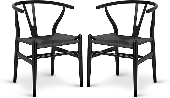 POLY & BARK Weave Chair Set of 2 in Pitch Black