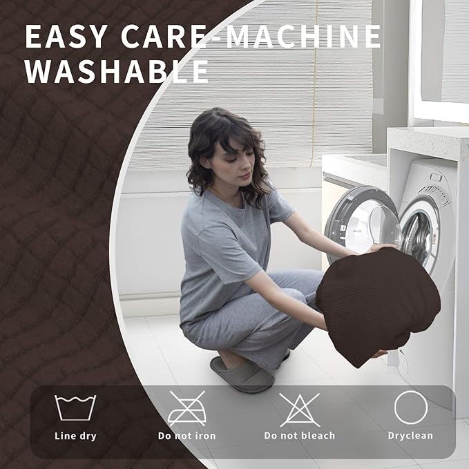 Easy-Going 4 Pieces Oversized Recliner Stretch Sofa Slipcover Sofa Cover Furniture Protector Couch Soft with Elastic Bottom Polyester Spandex Jacquard Fabric Small Checks Chocolate,X-Large