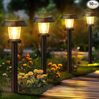 ALEPOD Solar Pathway Lights Outdoor - 10 Pack Solar Powered Garden Lights Waterproof, Decor Landscape Lighting with Three Lighting Modes for Yard, Lawn, Walkway, Driveway, Warm White