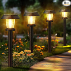 ALEPOD Solar Pathway Lights Outdoor - 8 Pack Solar Powered Garden Lights Waterproof, Decor Landscape Lighting with Three Lighting Modes for Yard, Lawn, Walkway, Driveway, Warm White