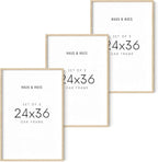 HAUS AND HUES 24"x36" Beige Oak Wood Frames Set of 3-24x36 Natural Wood Frames for Posters, 24x36 Frame Wood, 24x36 Poster Frames for Wall, 24x36 Frame Light Wood, Picture Frames 24x36