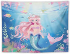 HZOHNAGO Mermaid Girls Tapestry Watercolor Mermaid Princess Pattern Printed Wall Tapestry Wall Hanging for Bedroom Living Room Dorm 40" W x 30" H