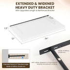 24" Floating Shelves for Wall, 12" Deep Slim White Floating Shelves, Wall-Mounted Shelves for Bedroom, Living Room, Kitchen, Bathroom - Set of 2