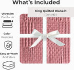 Vianney King Size Comforter - Novo Blush Reversible Lightweight Quilt Blanket - Soft Cozy Throw for Couch or Bed - 110x93 Inches - Year-Round Comfort with Stylish Blush and Pale Pink Sides