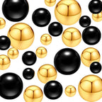 300Pcs Pearl Vase Filler, Black BrightGold No Hole Faux Pearl Beads for Centerpieces Vases, Candle Centerpieces, Wedding Birthday Party Home Decor 8/10/14/20mm
