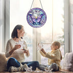 Butterfly Suncatcher Stained Glass Window Hanging - 8” Handmade Stained Glass Suncatchers for Windows Hanging - Sun Catchers Indoor Wall Art Garden Decor Catcher with Hook - Butterfly Gift for Women