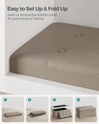 SONGMICS Mazie Collection - 30 Inches Folding Storage Ottoman Bench, Ottoman with Storage, Foot Rest Stool, Load 660 lb, for Living Room, Synthetic Leather, Camel Brown ULSF040R01