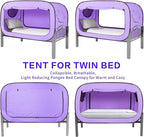 Bed Tent Twin Bed Canopy Portable Dream Tent for Adult Indoor Sleeping Tents with 2 Doors Breathable Private Space Tents, Violet