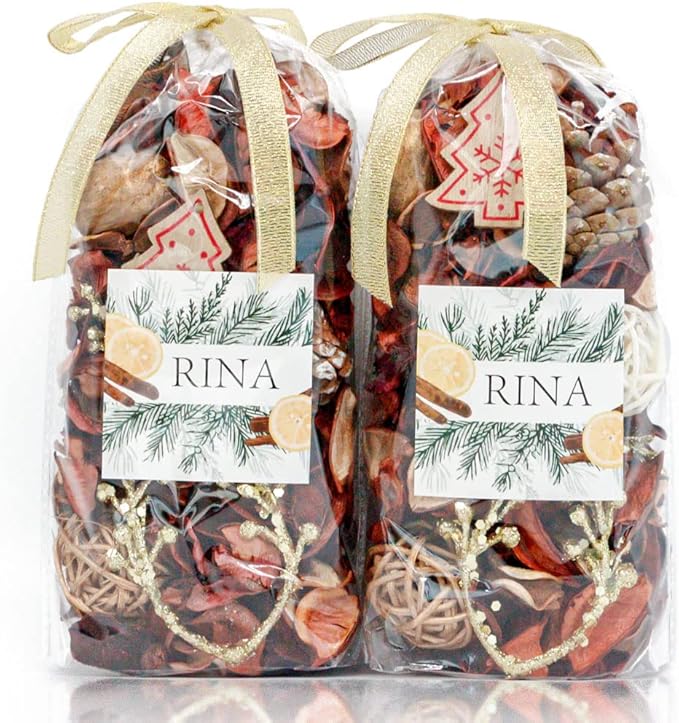 Qingbei Rina Gold Potpourri Bags,Tea Scented Potpourri Bowl Filler Dried Flower, Home Fragrance Sachet of Petal, Decorative Vase Decor,8.4 oz(Gold and Red)