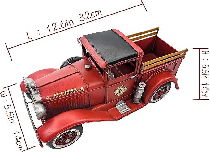 YCHTEWY-Iron Classic Red Truck Pick-up Model Collectible Vehicle Decoration, Metal Truck Christmas Decor ，Unique Blend of Vintage, Rustic, Farmhouse Truck Decor for Table Top Decor. (B)…