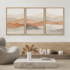 SIGNWIN Framed Canvas Print Wall Art Neutral Earth Tone Landscape Minimalist Mountain Silhouette Photography Modern Art Minimalist Black and White for Living Room, Bedroom, Office - 24"x36"x3 Natural