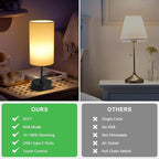 Ascher RGB Table Lamp Color Changing - 3 Color Temperatures and Stepless Dimmable Small Bedside Lamp for Bedroom, Touch Control Nightstand Light with White Shade for Reading Home Decor Lights