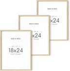 HAUS AND HUES Beige Wood Picture Frames 18 x 24 - Set of 3 Poster Frames 18 x 24, Wooden Picture Frames 18x24, Art 18x24 Frames, Wood Frames 24x18, Picture Frame Set Collage 18x24 (Beige Oak Frames)