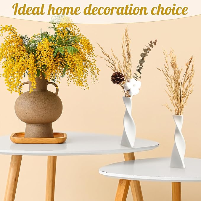 6 Pieces White Ceramic Vases for Home Decor 7.09 inch Tall Vases for Centerpieces Modern Floral for Wedding Party Event Home Office Decoration (Trendy)