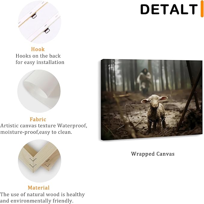 Framed Jesus Christ Wall Art Canvas Jesus and Lamb of God Christian Painting Prints Biblical Wall Decor Religious Room Decor for Church Prayer Room Christian Schools Hospitals 12" x 16"