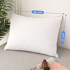 Airensky Goose Down Pillow, Bed Sleeping Hotel Collection Pillows Set of 2 King Size, 100% Organic Cotton Fabric, Breathable and Skin-Friendly for Back, Stomach or Side Sleepers (White, 20"x36")