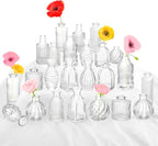 Bud Vases in Bulk 24, Small Glass Vase for Centerpieces, Vintage Vases for Decor, Mini Clear Single Flower Vase Bulk for Wedding Decor Rustic Decorative Christmas Vases Set Home Table Decorations