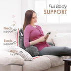 Nestl Reading Pillow Standard Bed Pillow, Back Pillow for Sitting in Bed Shredded Memory Foam Chair Pillow, Reading & Bed Rest Pillows Grey Back Pillow for Bed, Bed Chair Arm Pillow with Pockets