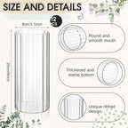 12 Pcs Glass Cylinder Vases for Centerpieces 8 Inch Clear Ribbed Tall Bud Vase for Centerpieces for Flower Wedding Decoration Floating Candle and Indoor Home Decor, Housewarming Gift