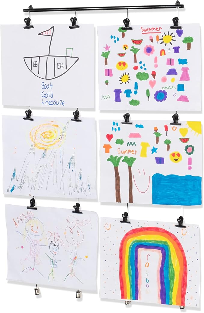 You Have Space Hanging Picture Display Photo Holder with 4 Metal Cable Strings and 20 Magnetic Clips Metal Black